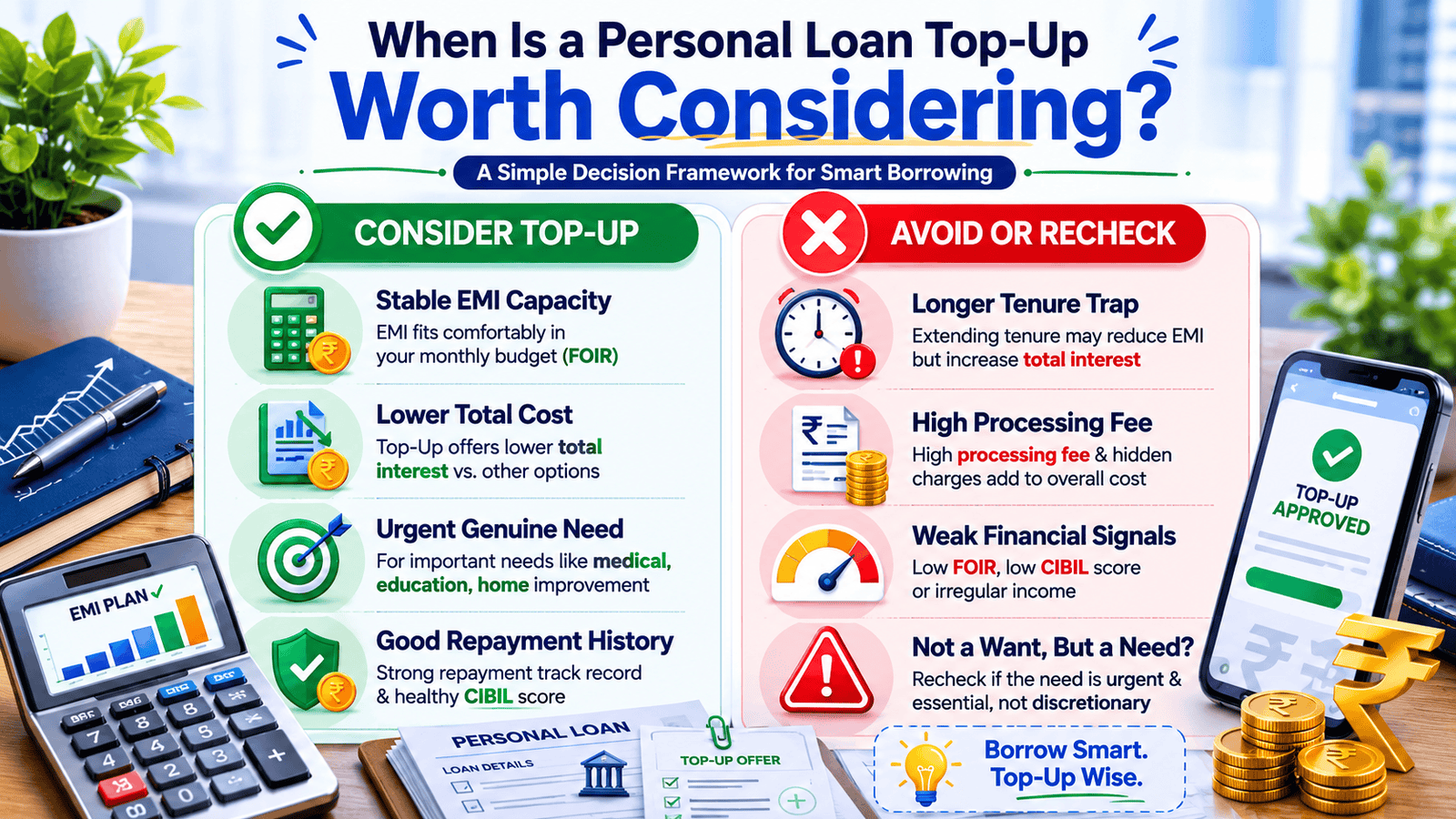 a 16 9 decision framework infographic explaining when personal loan top