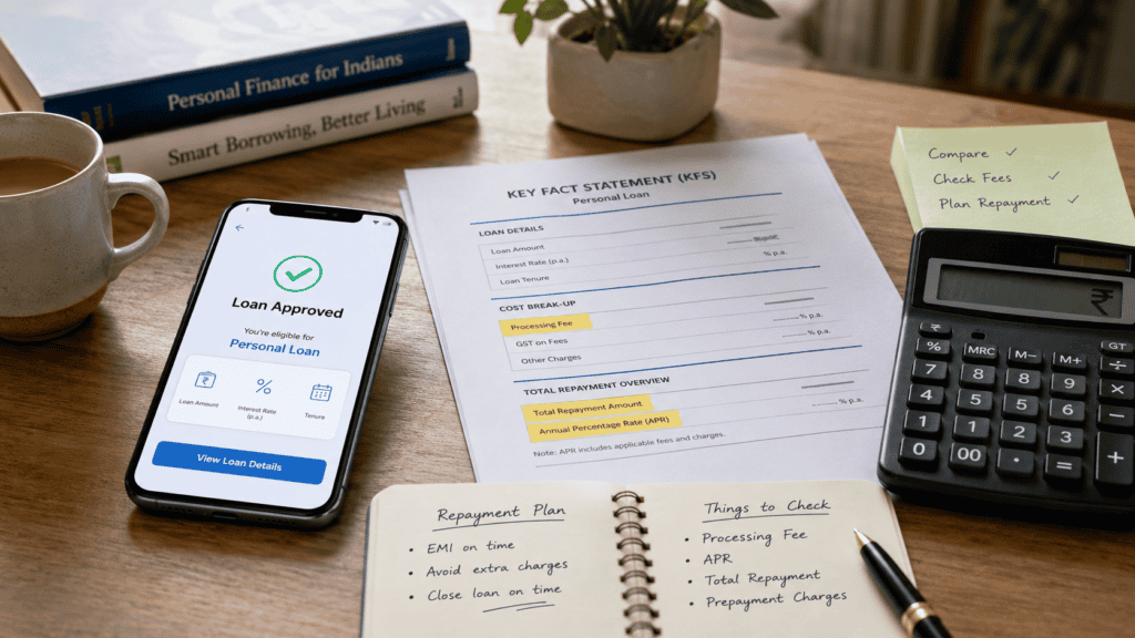 a realistic 16 9 premium editorial finance blog for an indian borrower