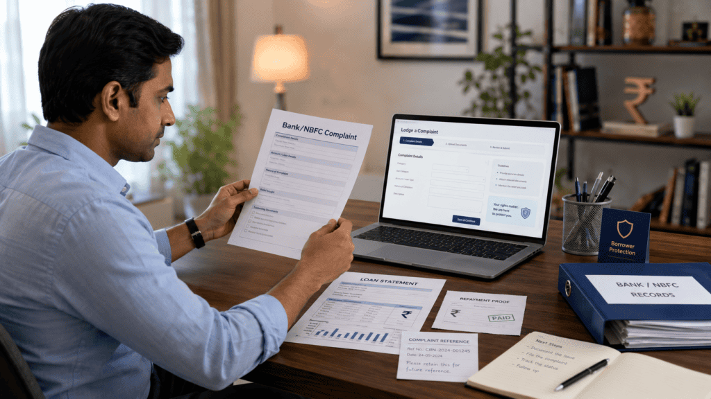 a realistic 16 9 premium editorial finance blog for an indian borrower