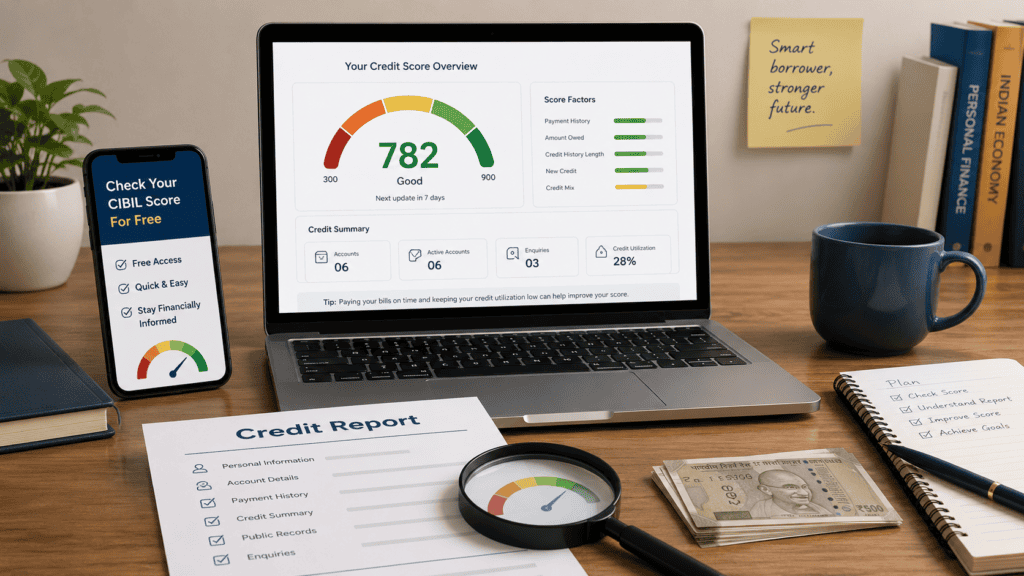 a realistic 16 9 premium editorial finance blog for an indian borrower