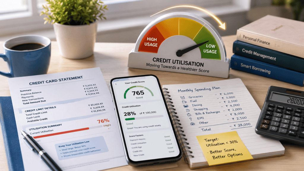 a realistic 16 9 premium editorial finance blog for an indian credit card
