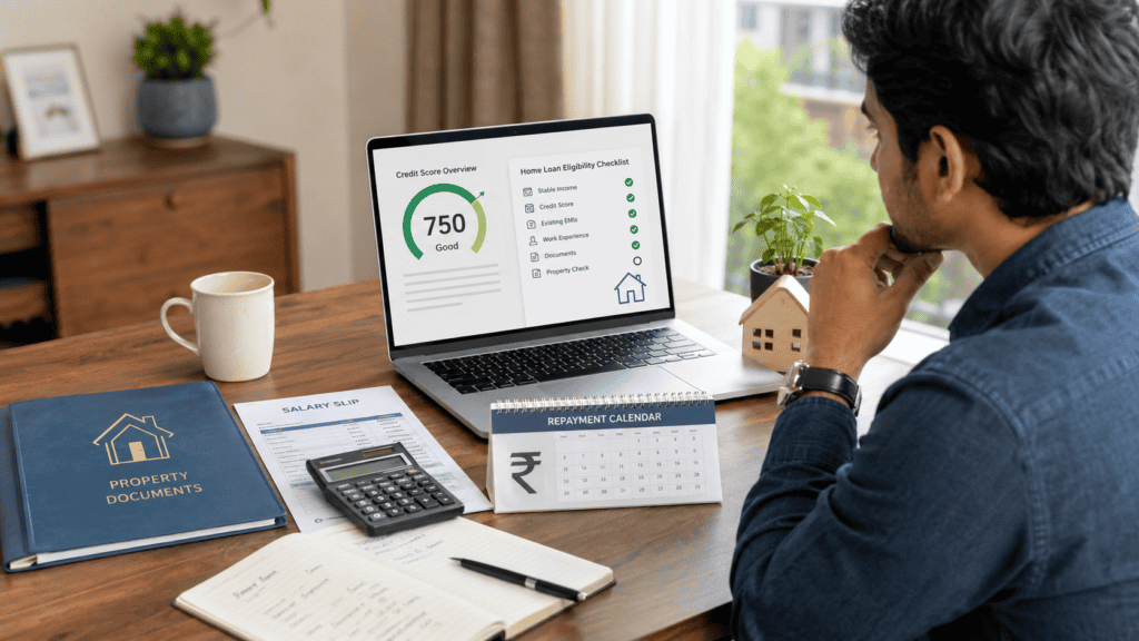 a realistic 16 9 premium editorial finance blog for an indian home buyer
