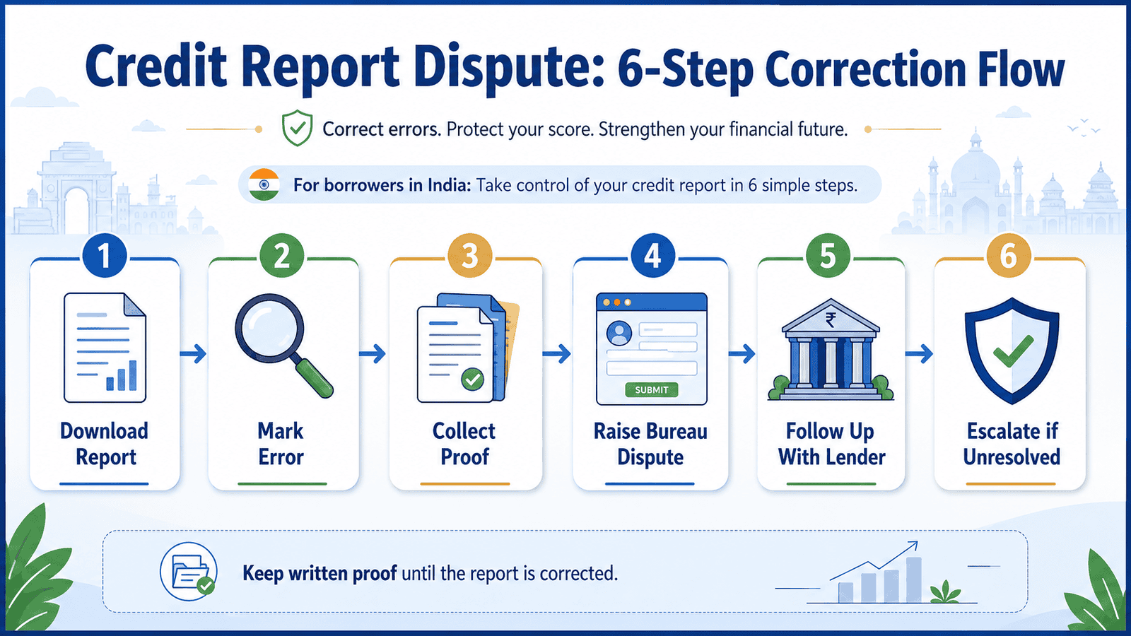 a useful 16 9 in post infographic titled credit report dispute 6 step correction