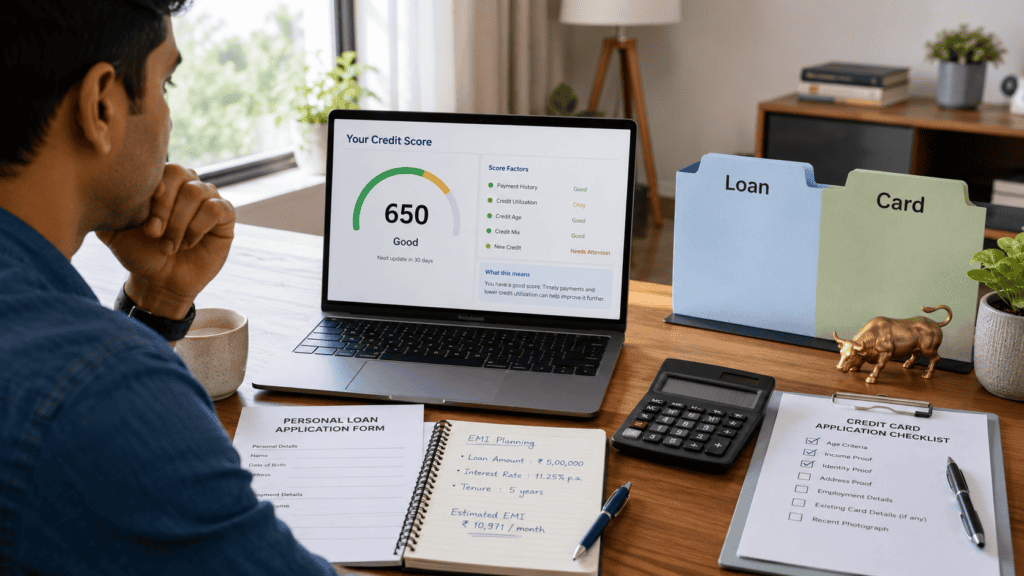 a realistic 16 9 premium editorial finance blog for an indian borrower