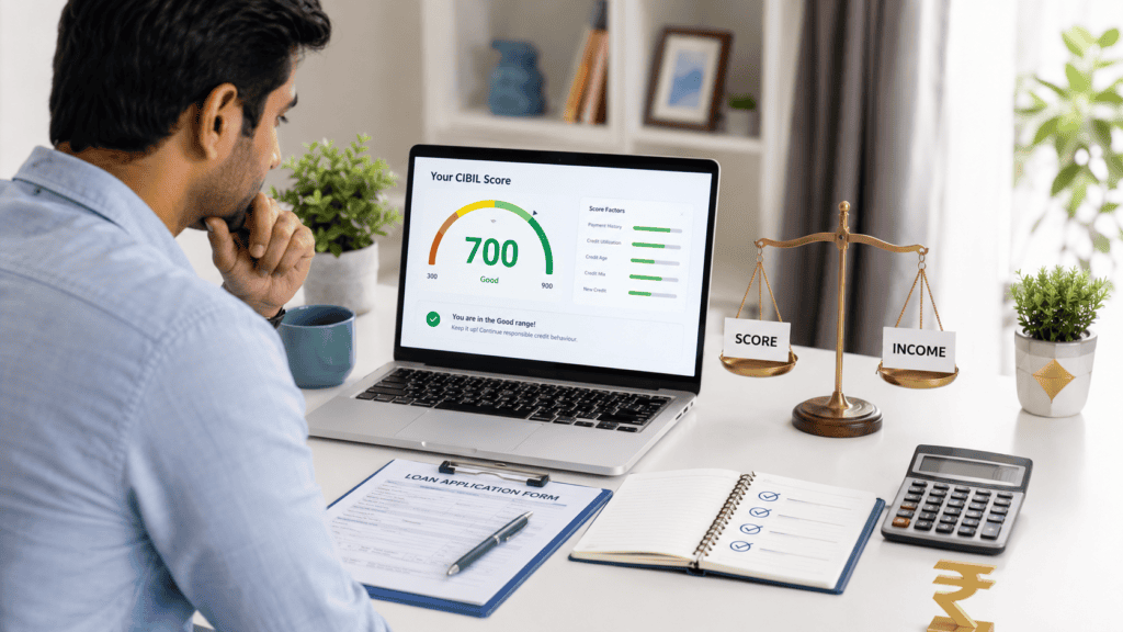 a realistic 16 9 premium editorial finance blog for an indian borrower