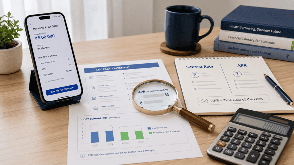 a realistic 16 9 premium editorial finance blog for an indian borrower
